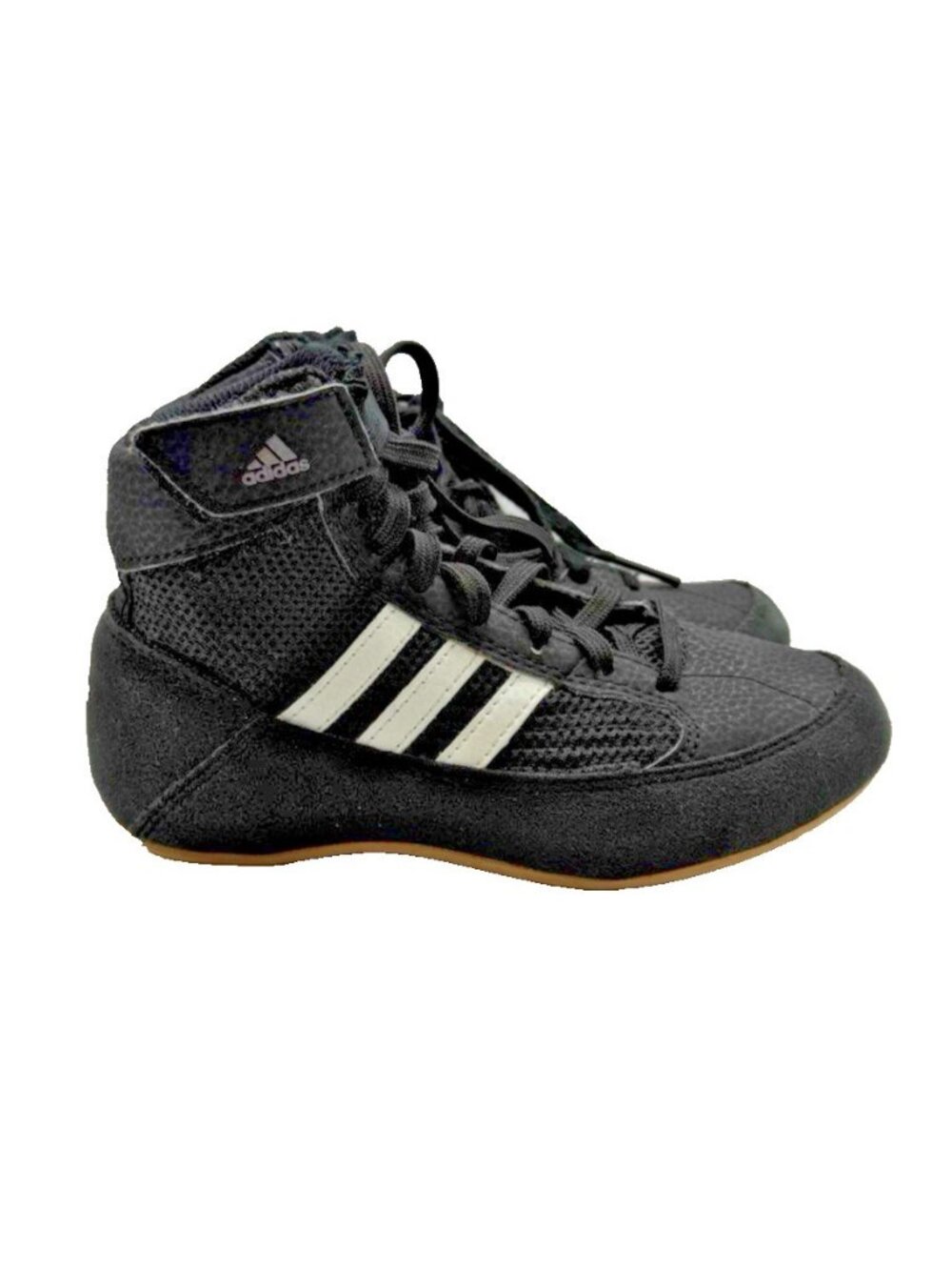 Adidas HVC Wrestling Shoes Youth Size 12K Black Lace Up Hi Top Sneakers AQ3327
